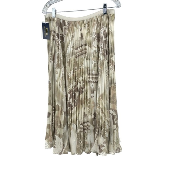 Polo Ralph Lauren Women’s Size XL Metallic tan gold Pleated Skirt Blue Label NWT - Picture 1 of 9